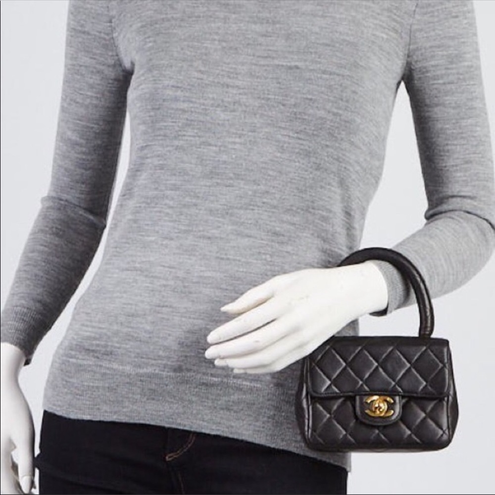 1994 Rare Chanel Quilted Top Handle Flap Bag - Picture 2 of 8